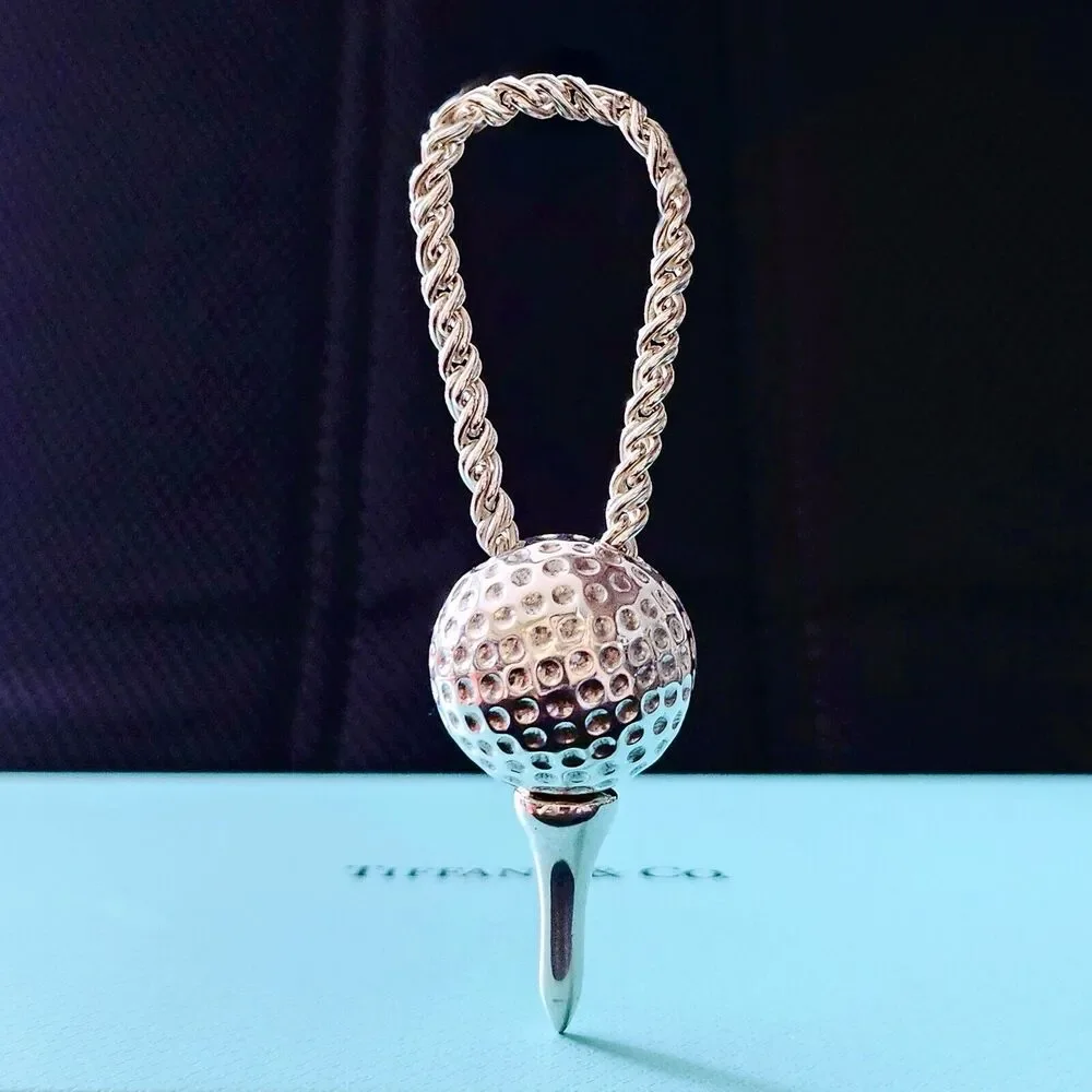 EXTREMELY RARE Vintage 1980s Tiffany & Co. Golf Ball and Tee Silver Key Ring